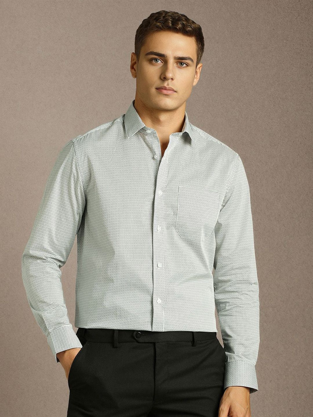 Louis Philippe Spread Collar Cotton Formal Shirt-picture-34