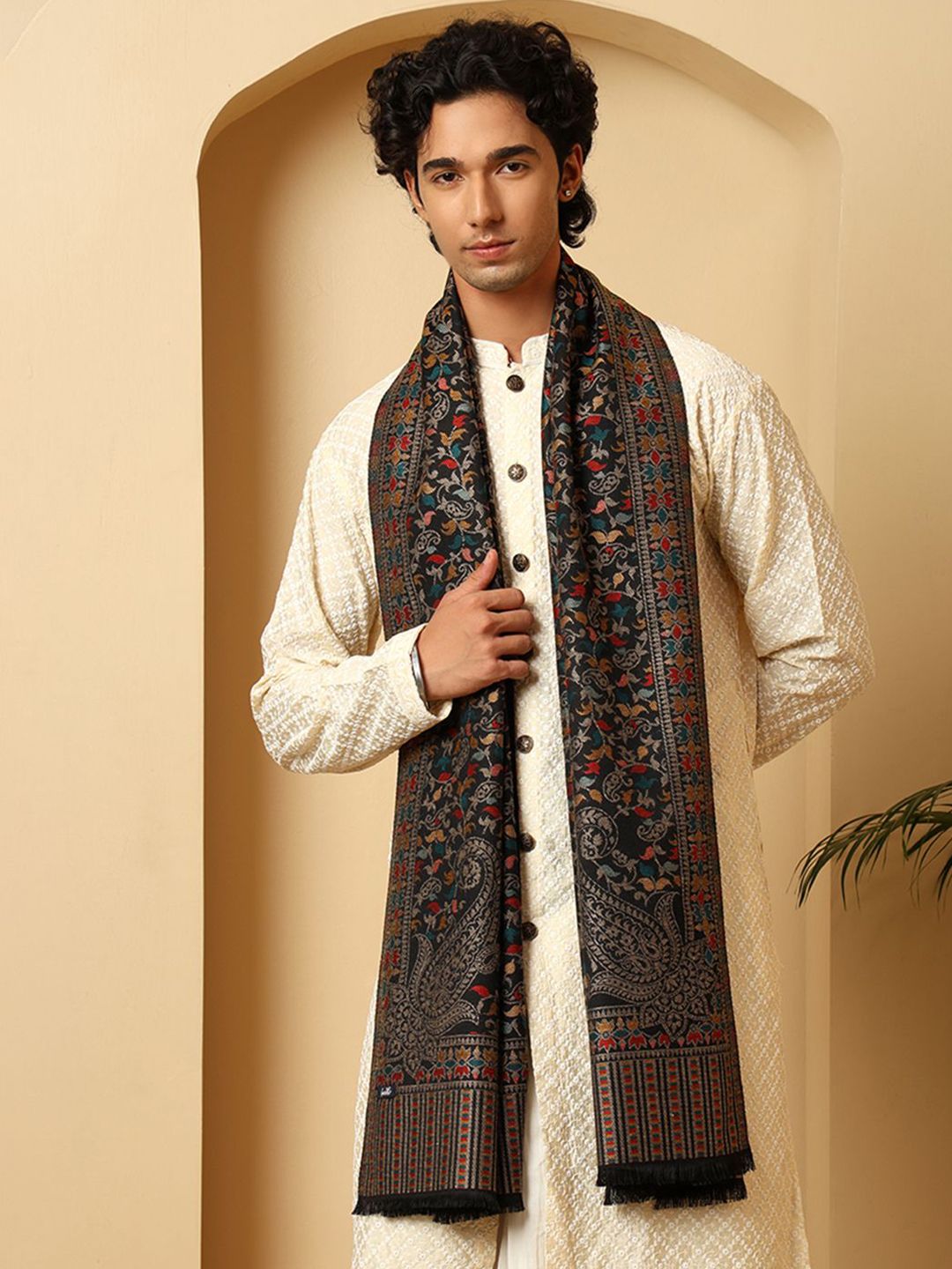 Tweedle Men Woven Design Stole-picture-31