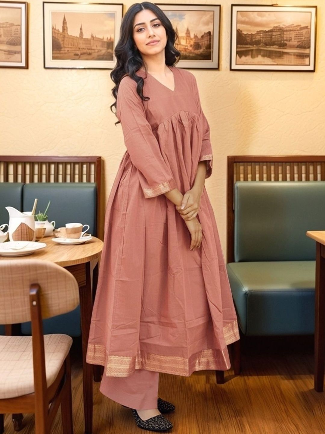 GoSriKi Women Solid Anarkali Kurta with Palazzos-picture-18