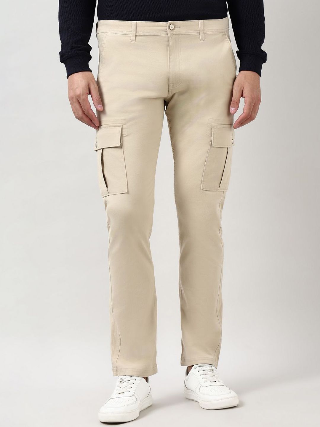 Peter England Casuals Men Solid Mid-Rise Casual Trousers-picture-21