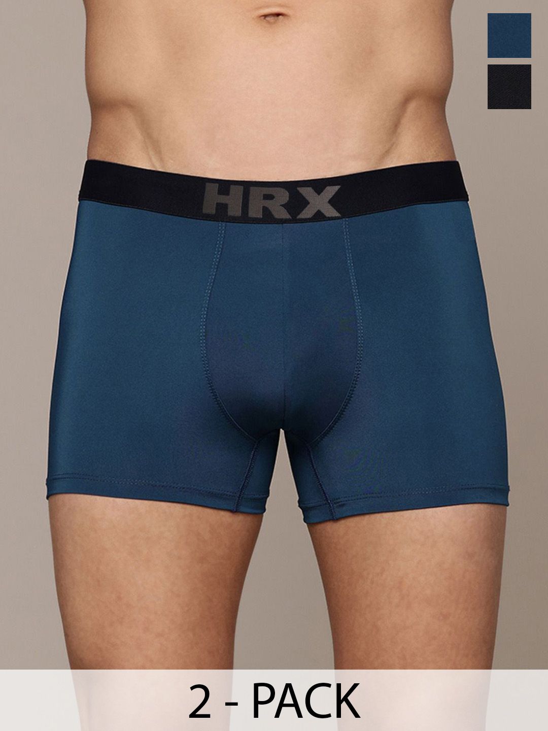 HRX by Hrithik Roshan Men Pack Of 2 Mid-Rise Outer Elastic Short Trunks-picture-54