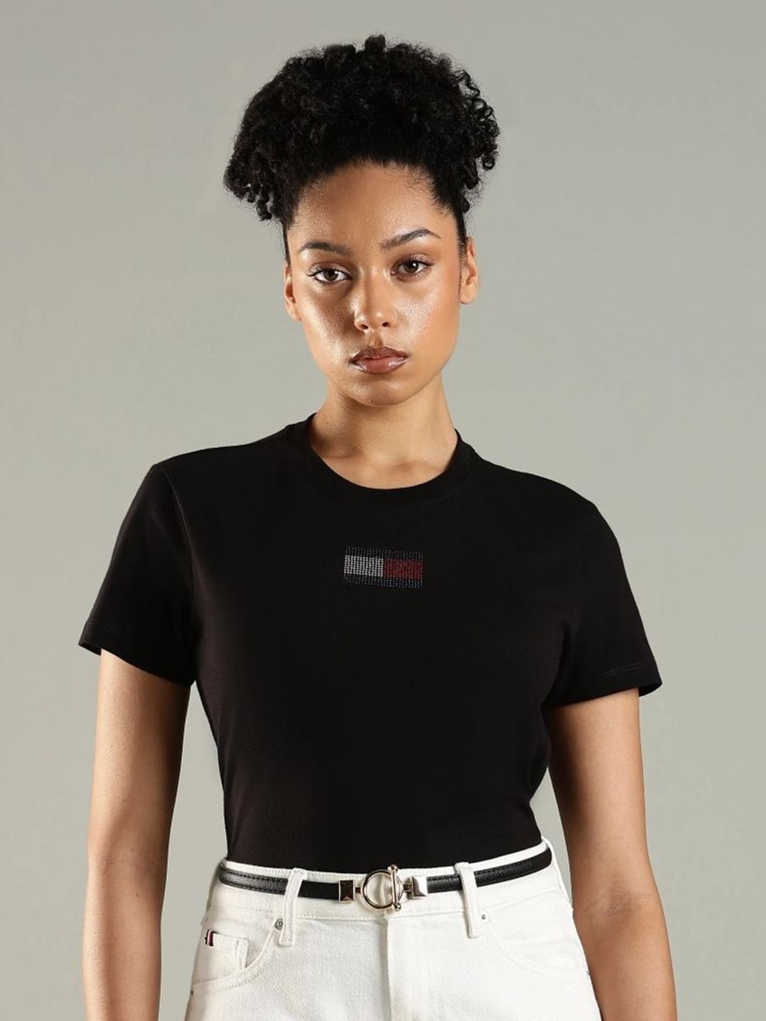 Tommy Hilfiger Women Solid Round Neck Cotton T-shirt-picture-32