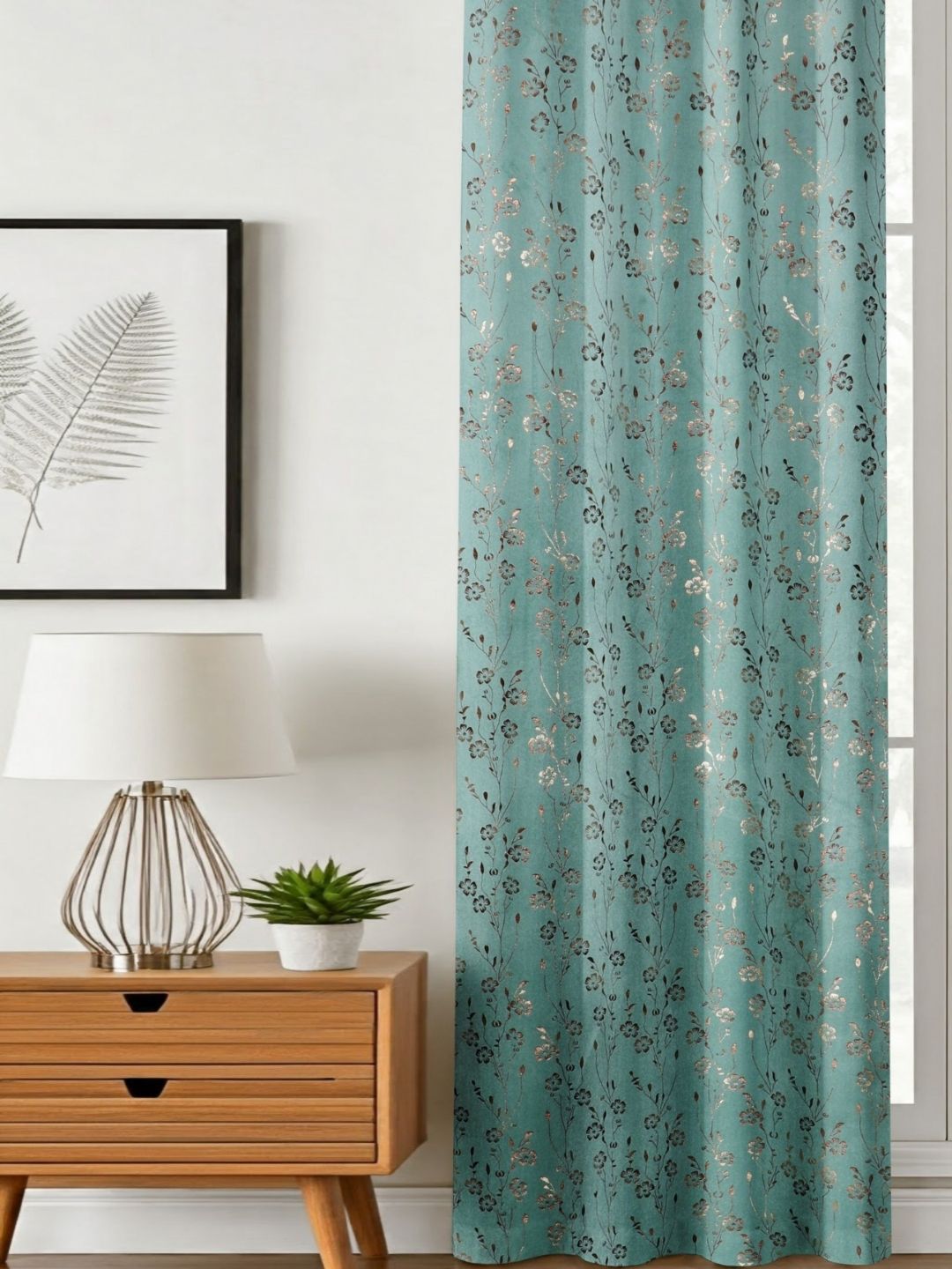 GEET CREATIONS Blue Floral Room Darkening Long Door Curtain-image-47