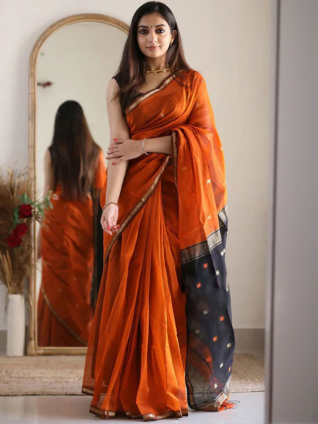Moda Rapido Woven Design Zari Silk Blend Handloom Banarasi Saree-picture-36