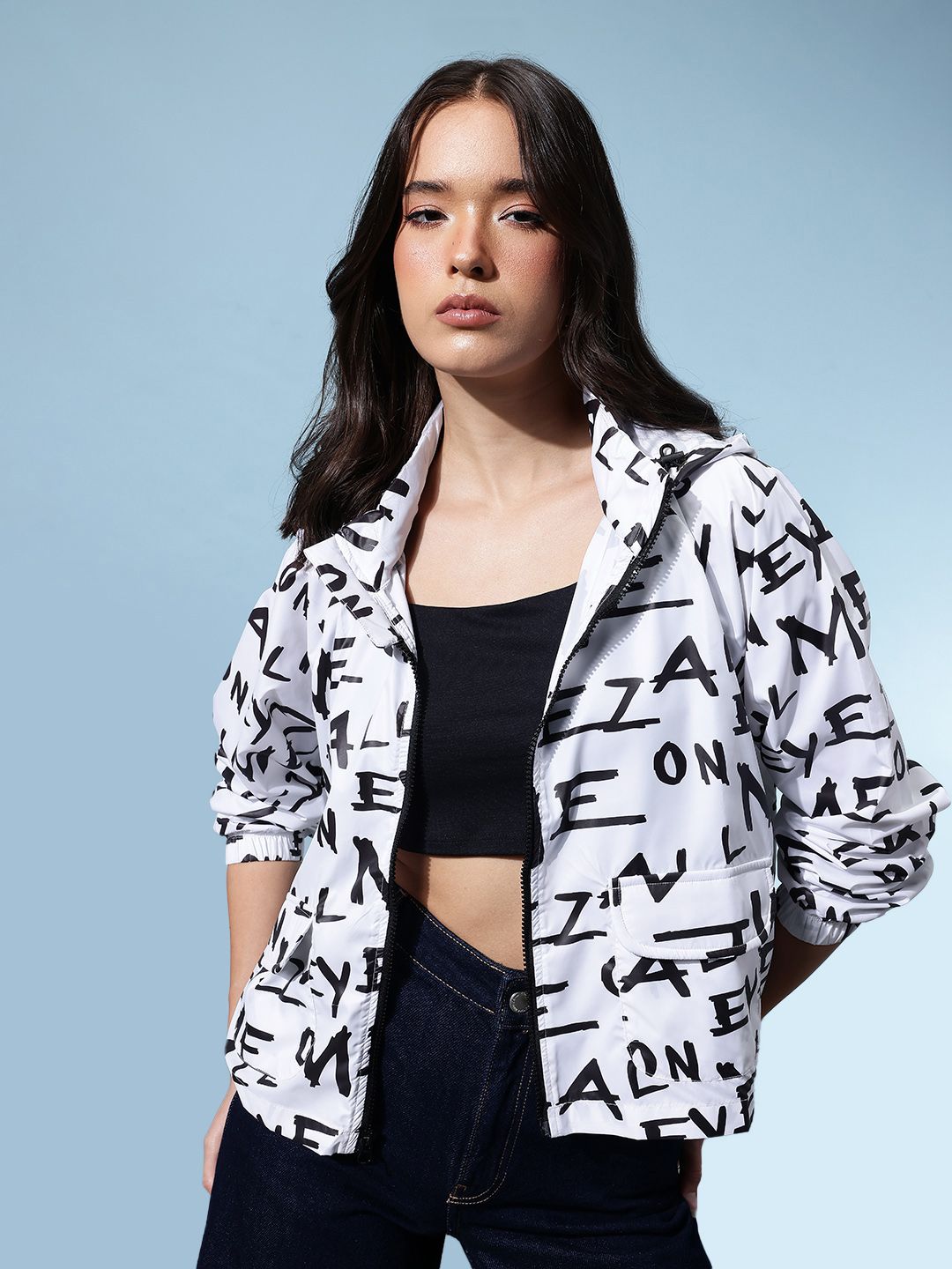 glitchez Typography Printed Hooded Relaxed Fit Tailored Jacket-picture-20