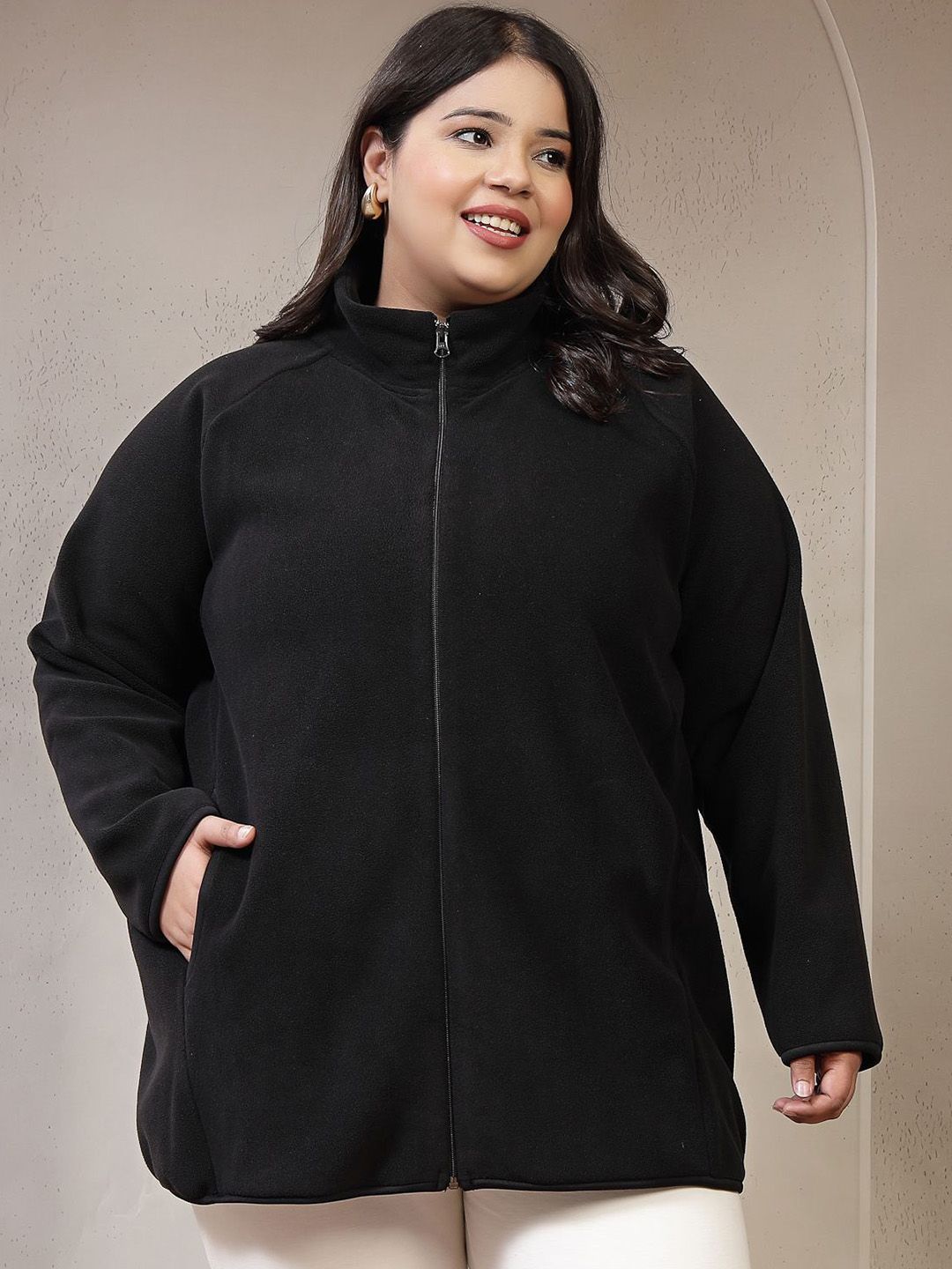 plusS Mock Collar Bomber Jacket-picture-39