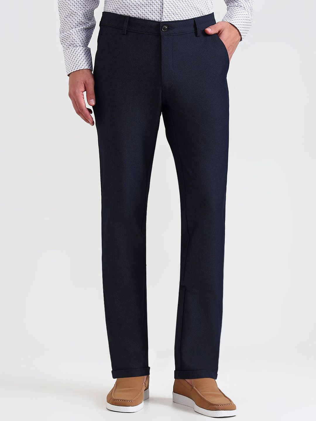 JB STUDIO Men Solid Mid-Rise Formal Trousers-image-21