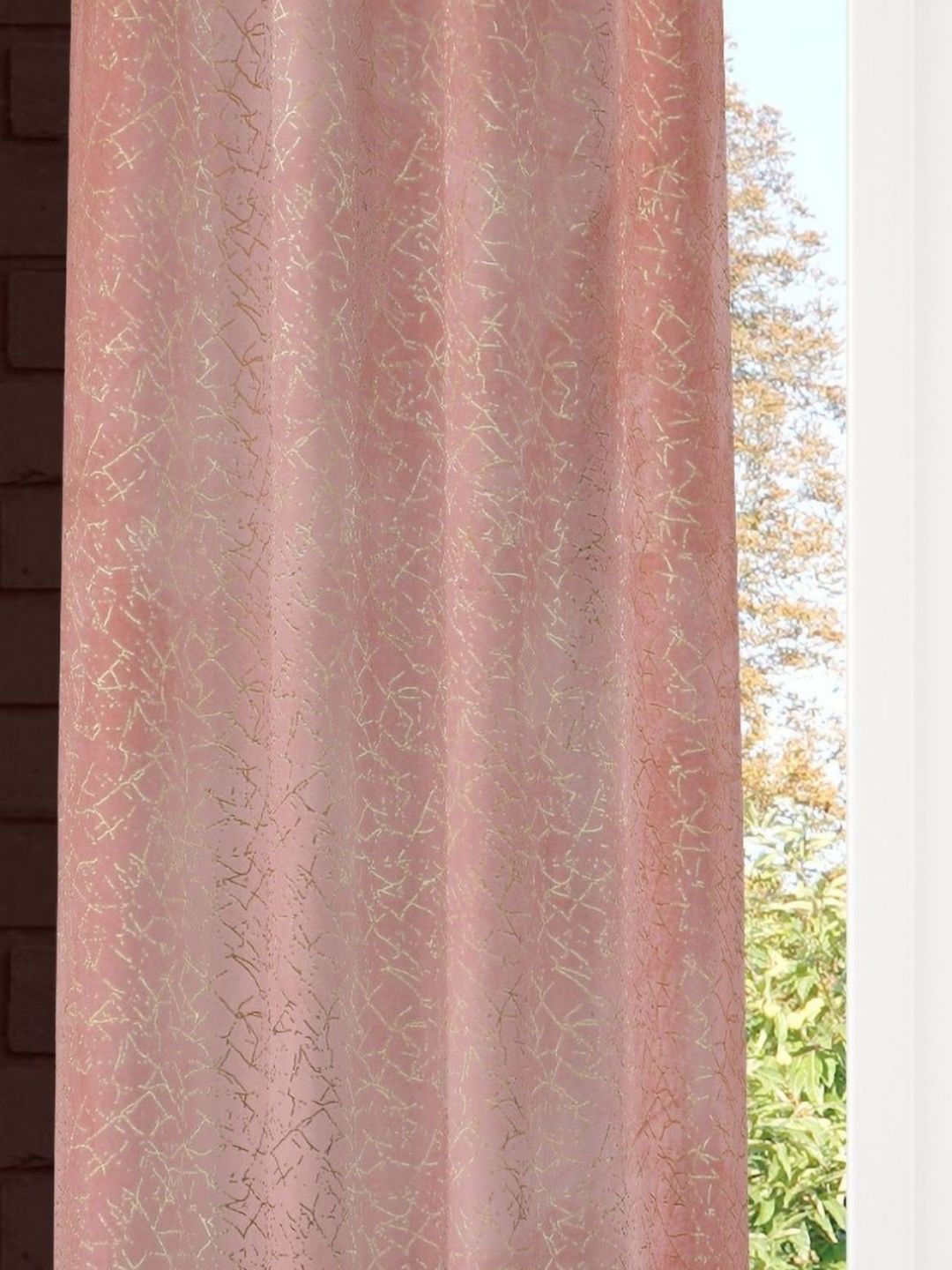 GEET CREATIONS Pink & Gold-Toned Abstract Room Darkening Long Door Curtain-picture-43