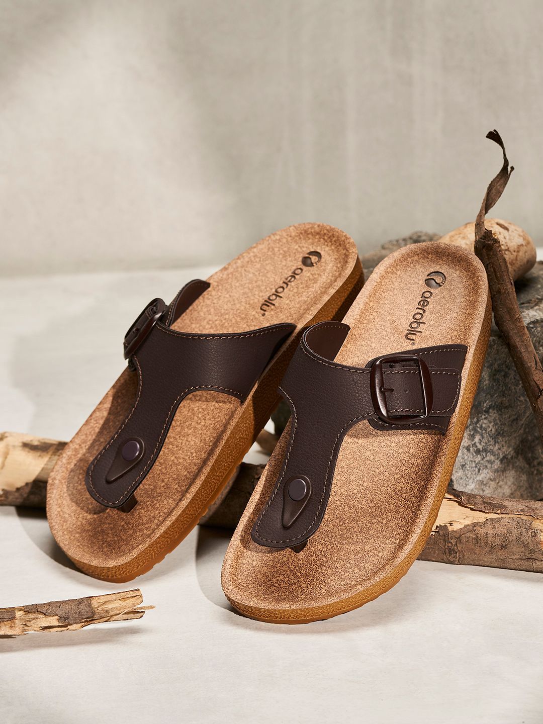 Aeroblu Men Solid No Back Strap T-Strap Flats-image-27