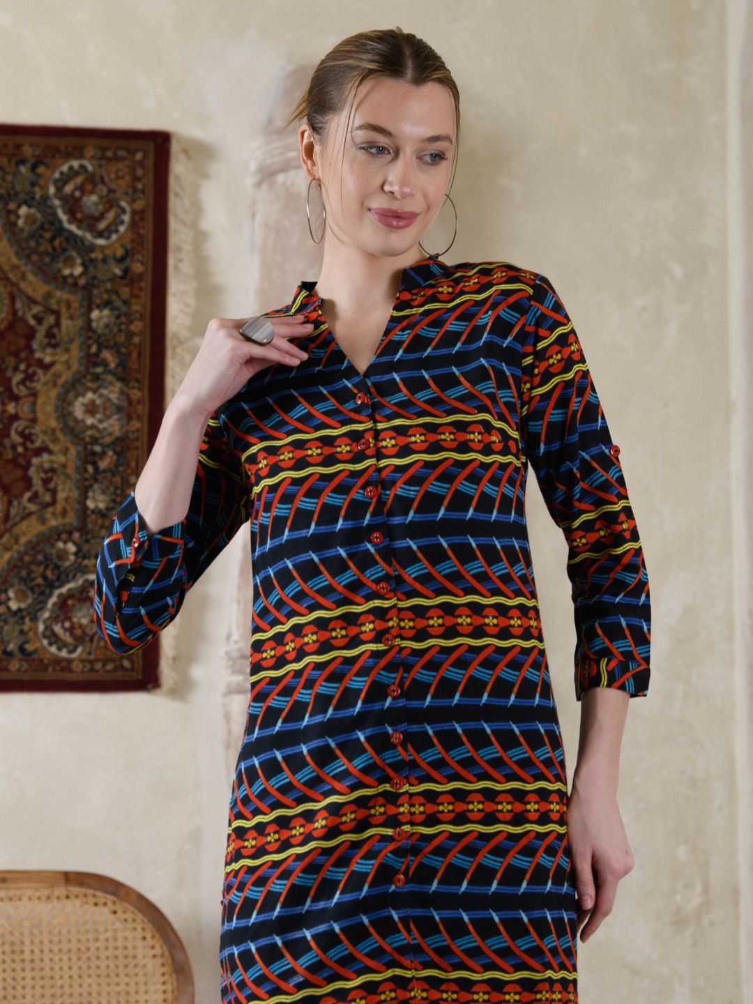 Saraj Women Printed Mandarin Collar Ethnic Tunic-picture-16