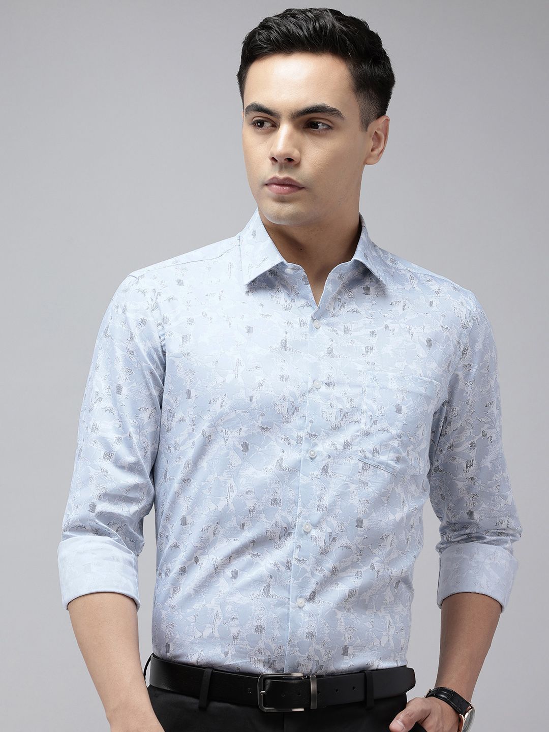 Arrow Manhattan Slim Fit Floral Printed Pure Cotton Formal Shirt-picture-34