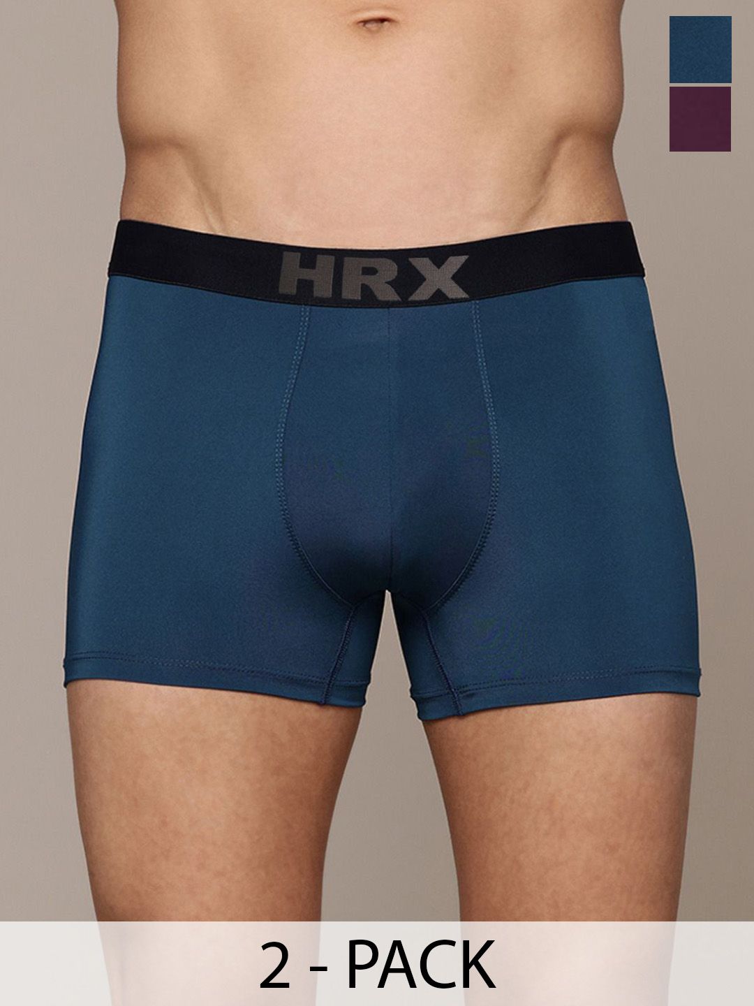 HRX by Hrithik Roshan Pack Of 2 Mid-Rise Short Trunks HRX-P1-TRUNK-AIRFORCE-WINE-S-picture-13