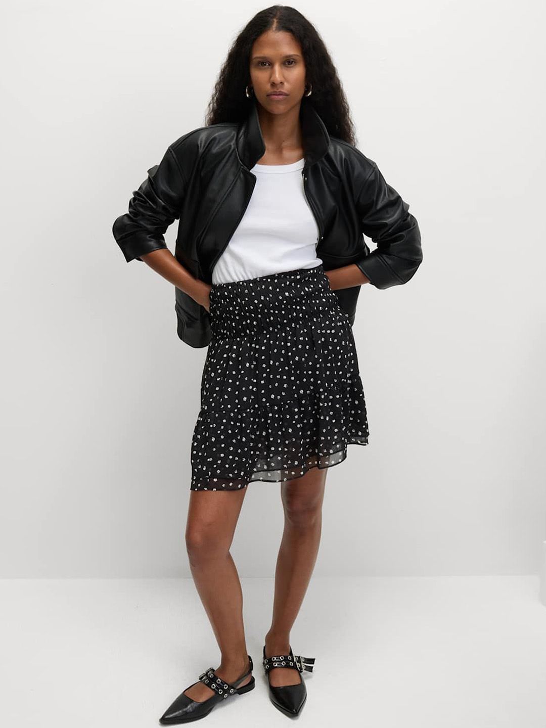Marks & Spencer Women Animal Printed Chiffon Flared Mini Skirts-picture-28