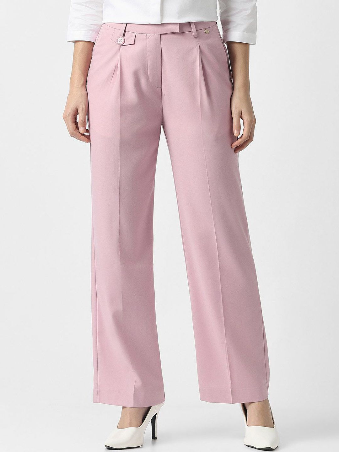 Van Heusen Woman Solid Mid-Rise Pleated Formal Trousers-picture-29