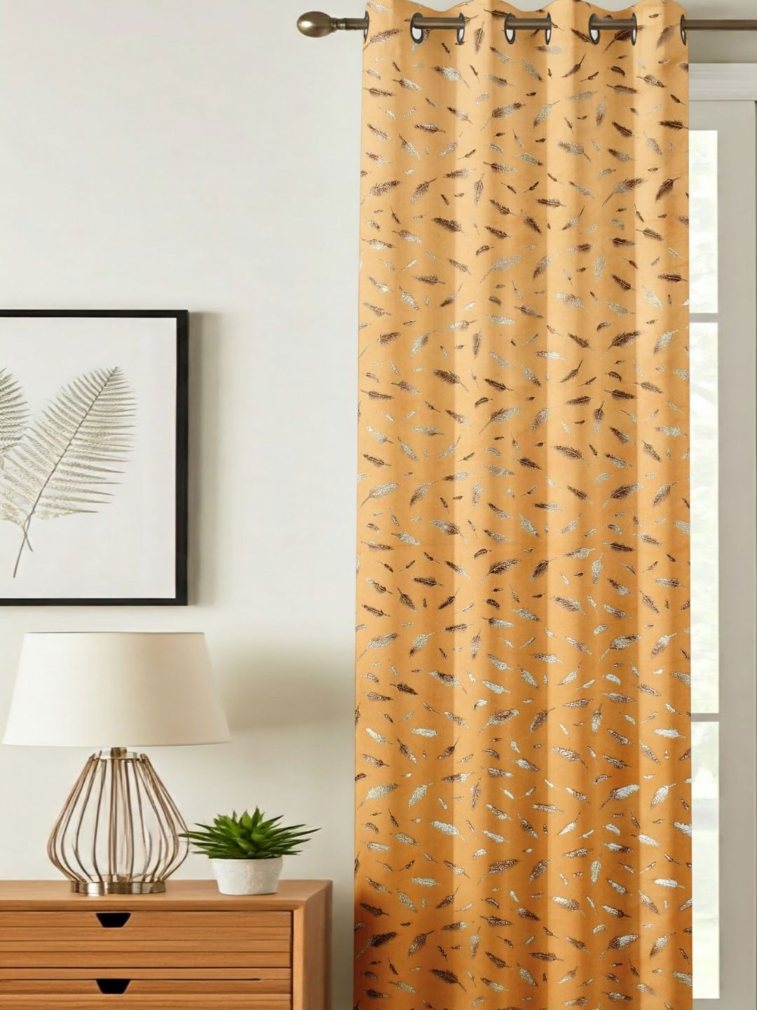GEET CREATIONS Gold-Toned Floral Room Darkening Long Door Curtain-picture-56