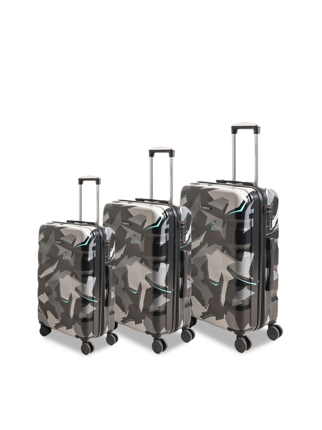 CARRIMATE Unisex Set Of 3 Baku Camo Printed Anti-Theft 360 Wheels Hard-Sided Trolley Bags-image-49