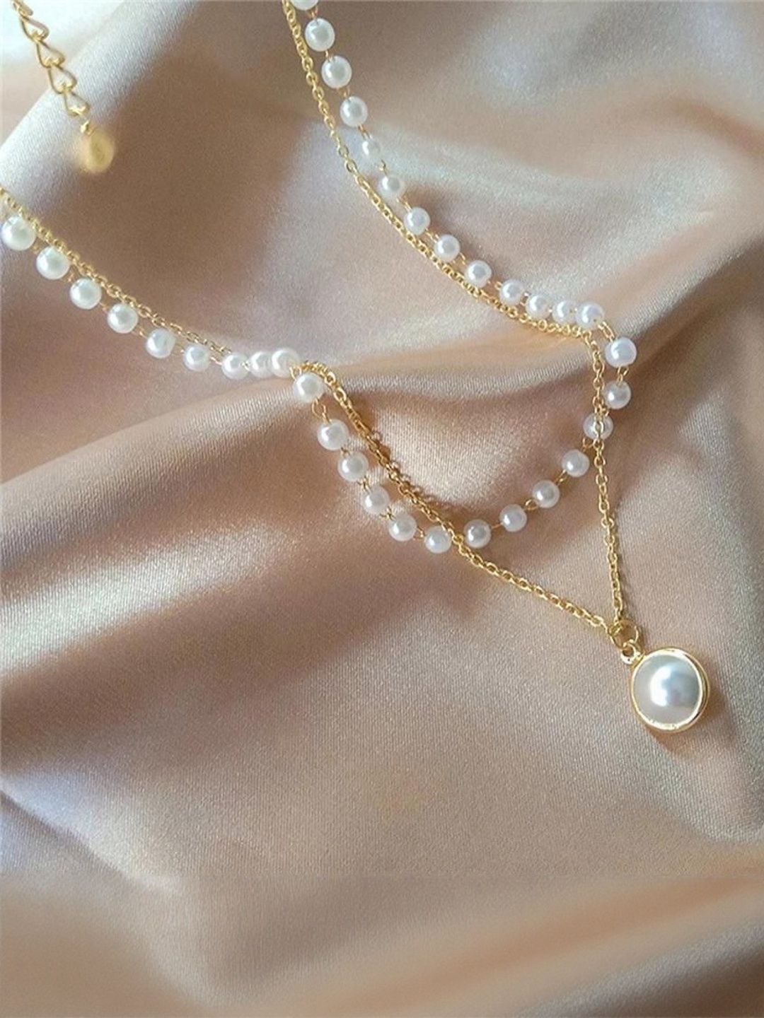 TheVineGirl Gold-Plated Alloy Pearls Necklace-image-26