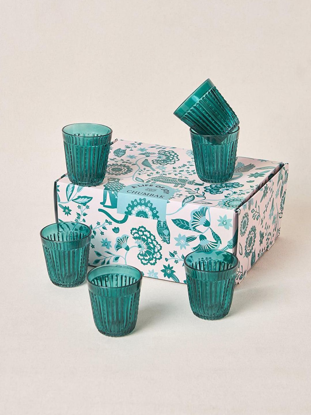 Chumbak Green 6 Pieces Water Glass Tumblers 250ml-image-9