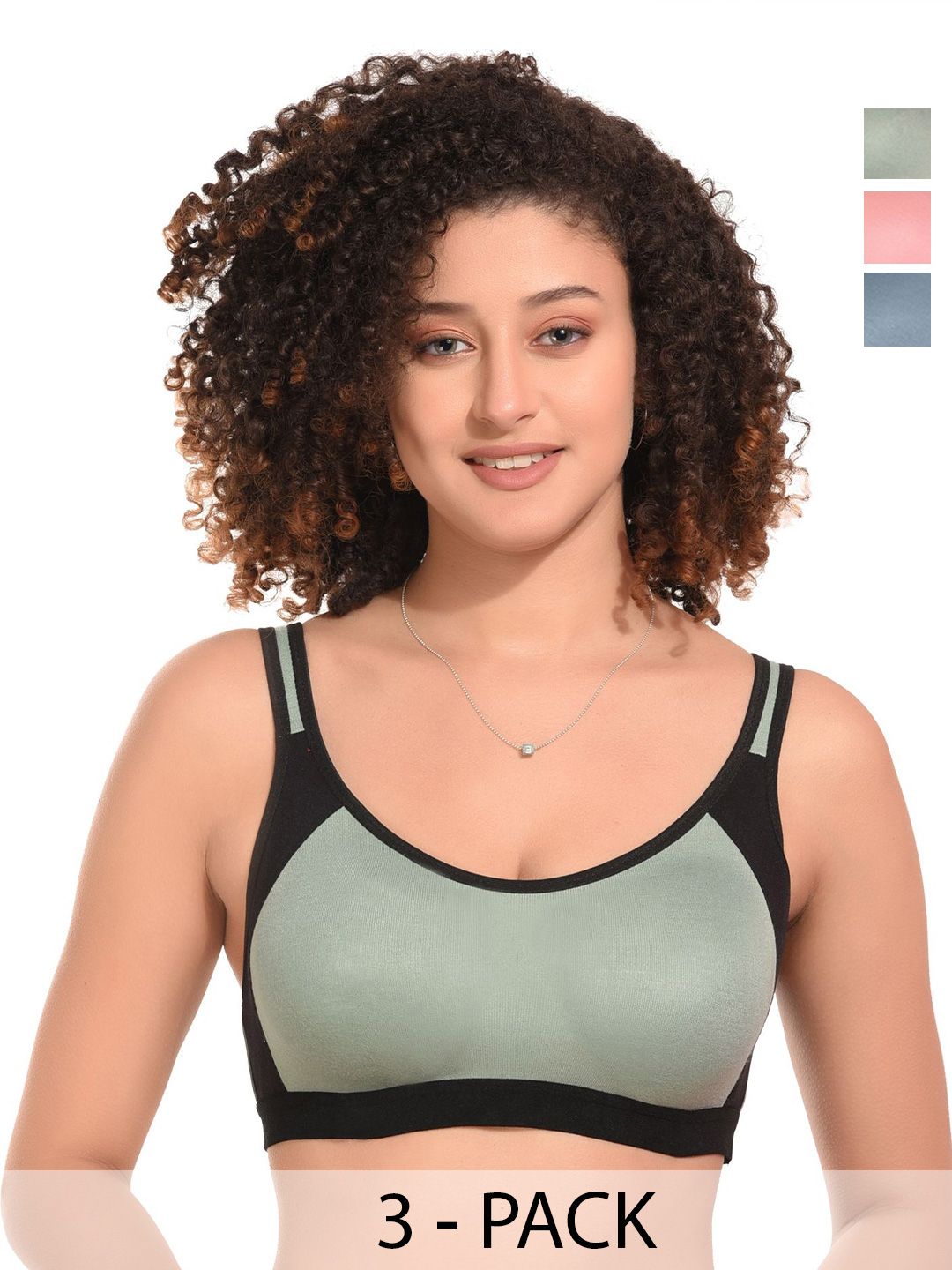 Kinza soft. Pack of 3 Colourblocked Full Coverage Underwired Everyday Non Padded Bra-picture-26