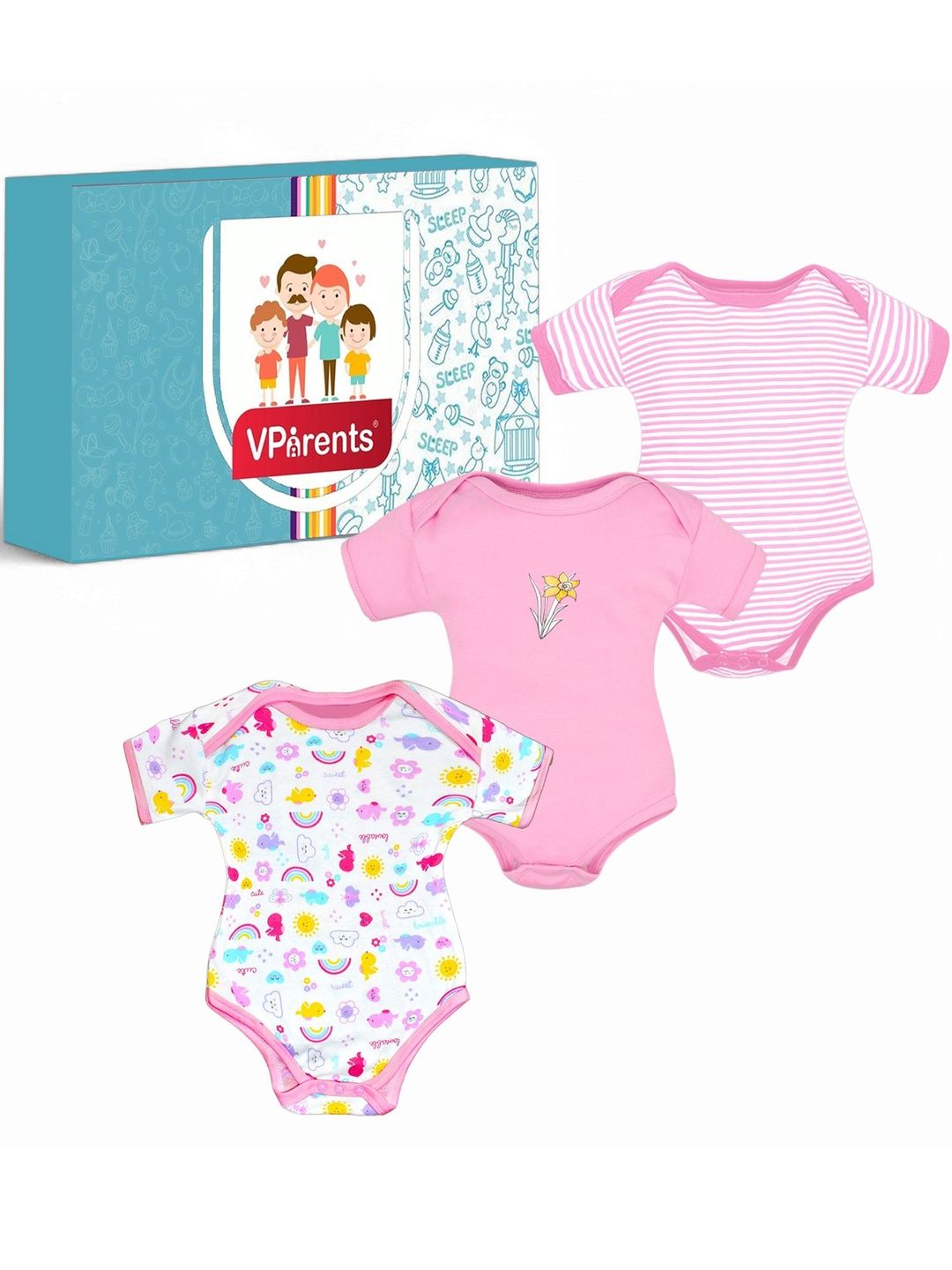 VParents Kids Pack of 3 Printed Rompers-picture-12