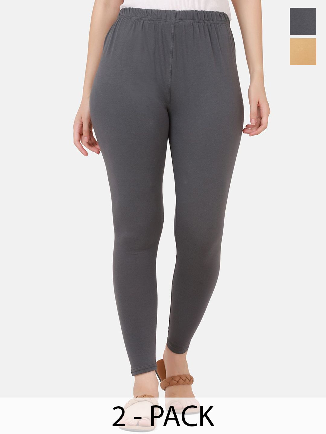 VANSIRI Pack Of 2 Pure Cotton Slim-Fit Ankle-Length Leggings-picture-32
