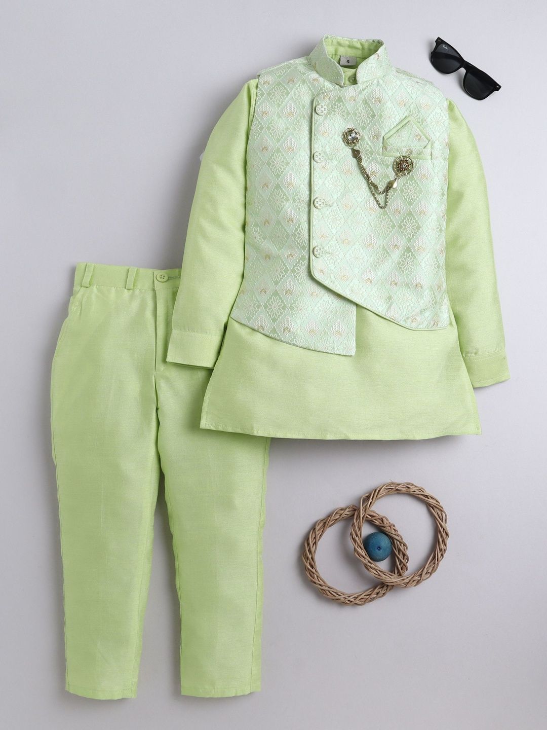 Sangria Boys Regular Kurta with Pyjamas & Waistcoat