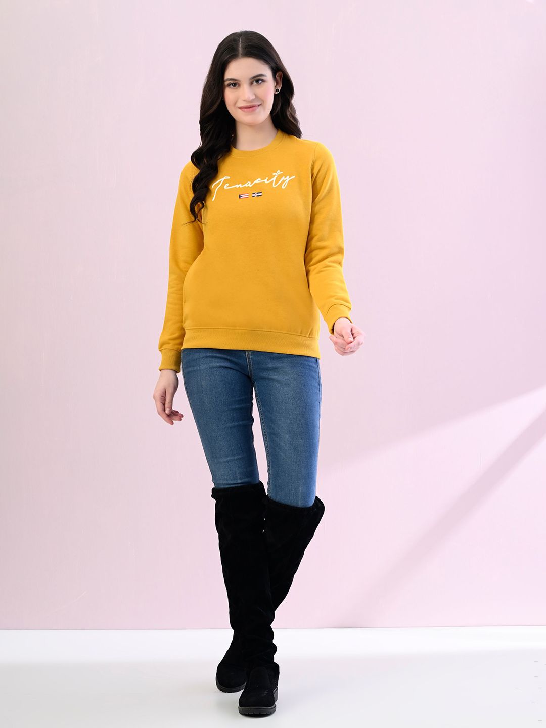 Mast & Harbour Women Printed Round Neck Sweatshirt-picture-29