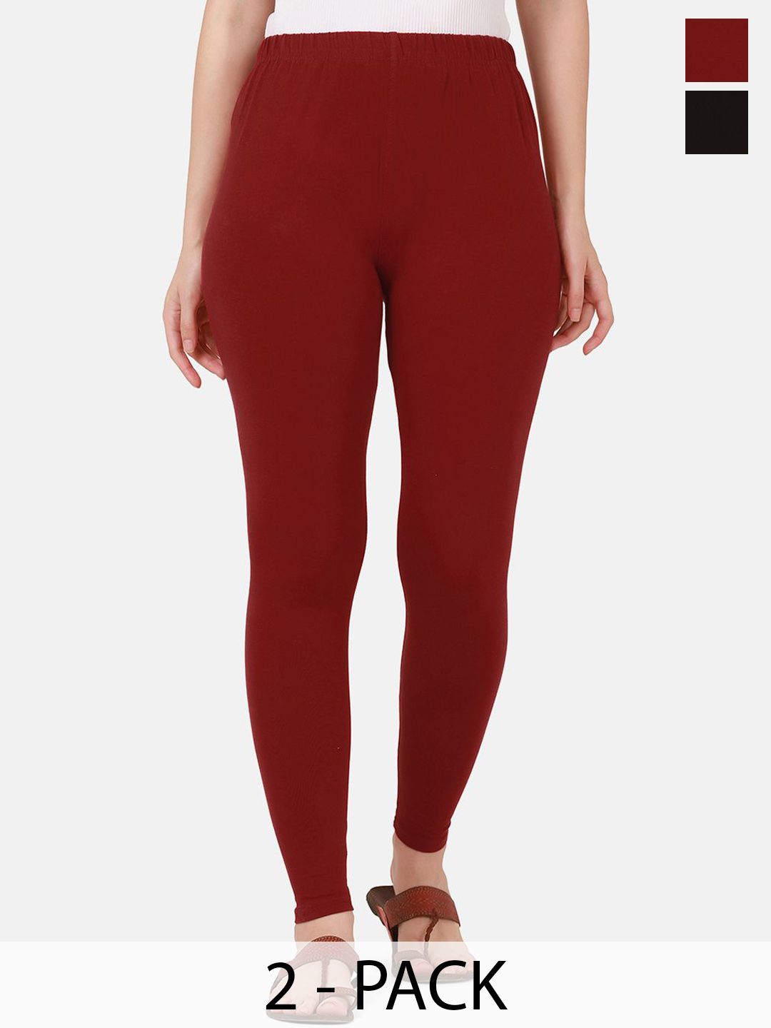 VANSIRI Pack Of 2 Pure Cotton Slim-Fit Ankle-Length Leggings-picture-25