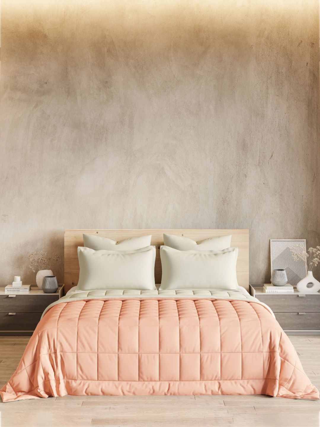 DDecor Creme Collection Orange Reversible Pure Cotton AC Room King Quilt-image-13