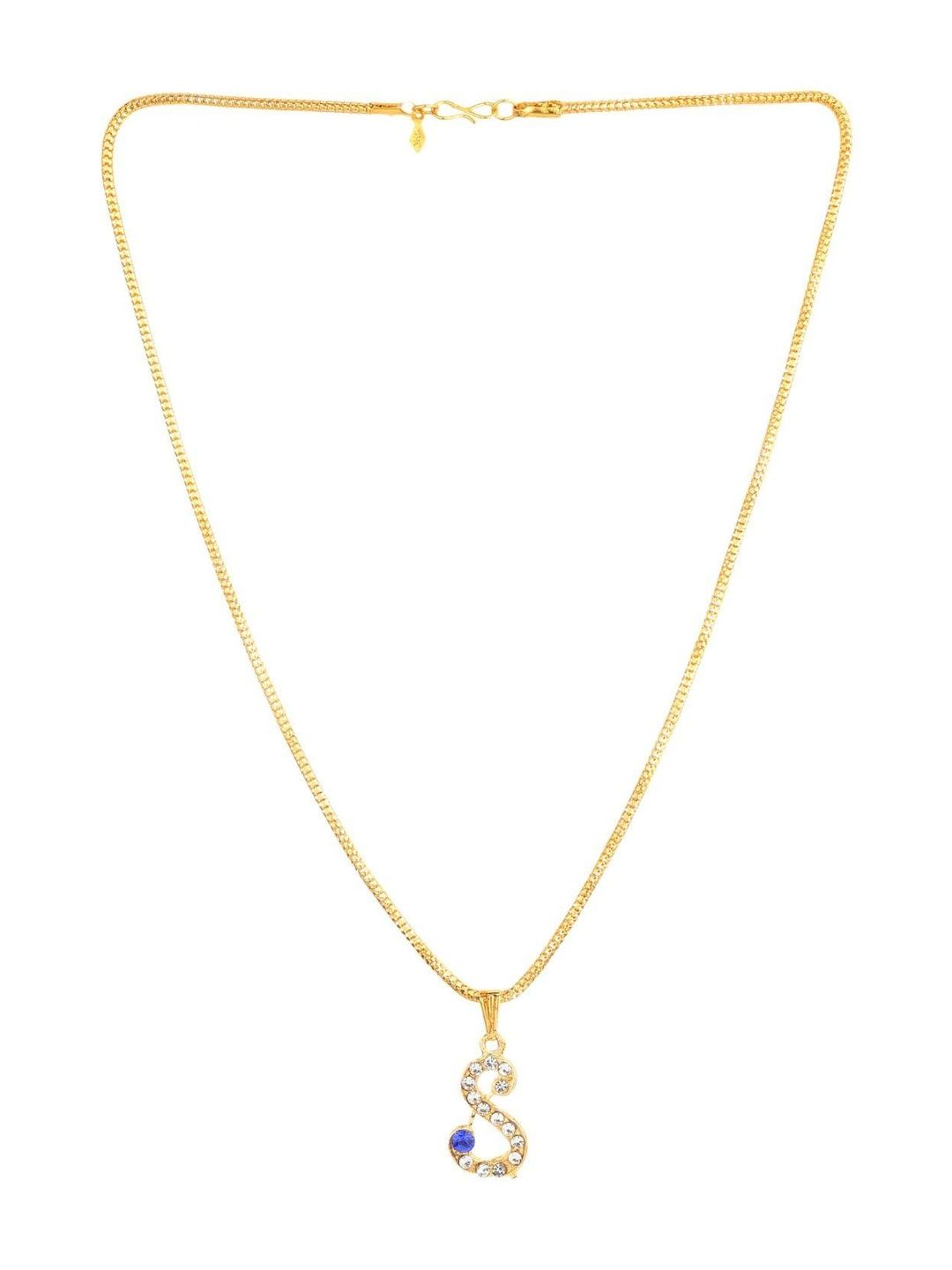 Rashifaashion Unisex Stainless Steel Artificial Stones Studded Pendant With Chain-picture-23