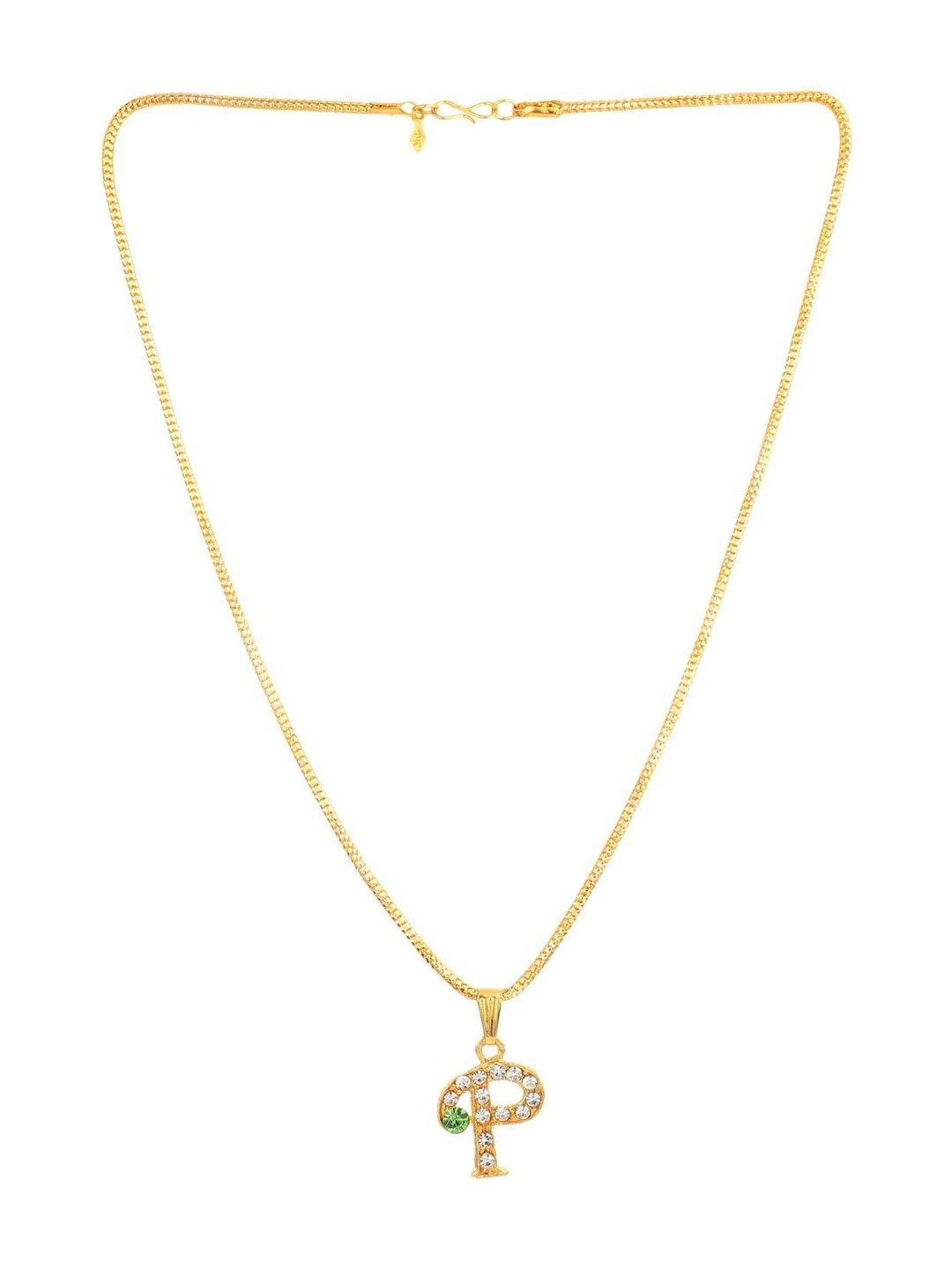 Rashifaashion Unisex Stainless Steel Stones Studded Quirky Shaped Pendant With Chain-picture-32