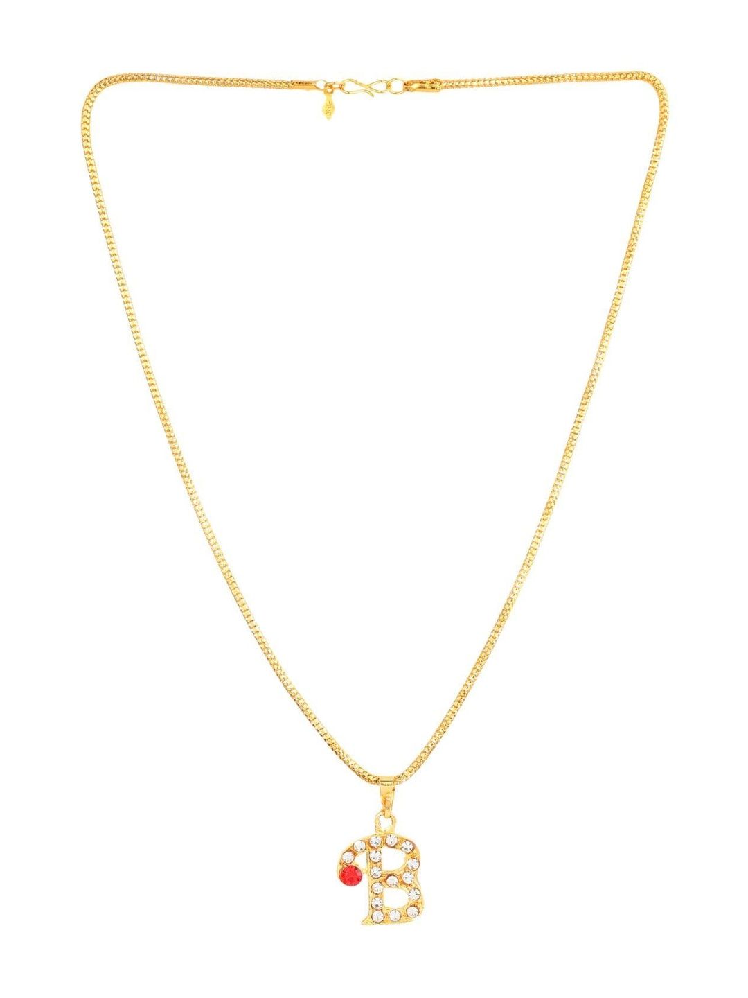 Rashifaashion Unisex Stainless Steel Artificial Stones Studded Pendant With Chain-picture-41