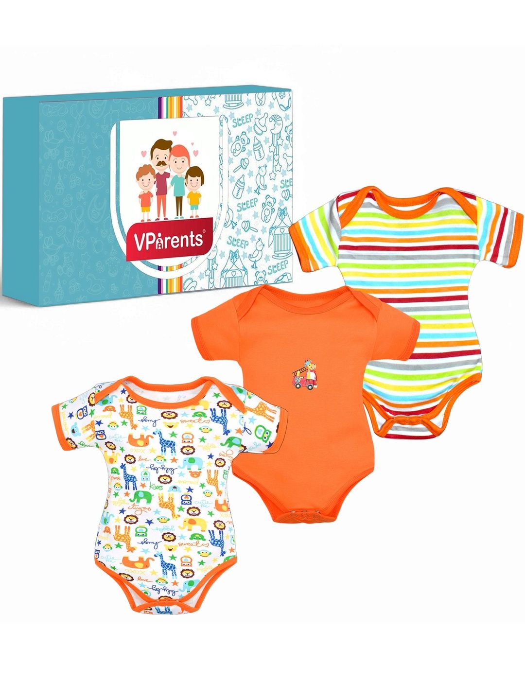 VParents Kids Unisex Half Sleeves Baby Romper Body Suits Jump Suit Set-picture-38