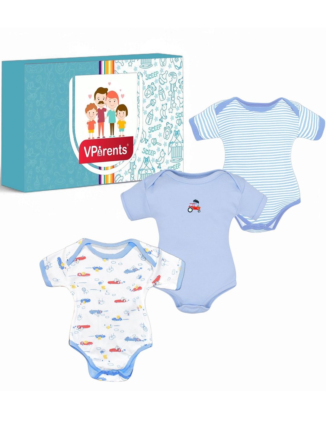 VParents Kids Pack of 3 Cotton Rompers-picture-39