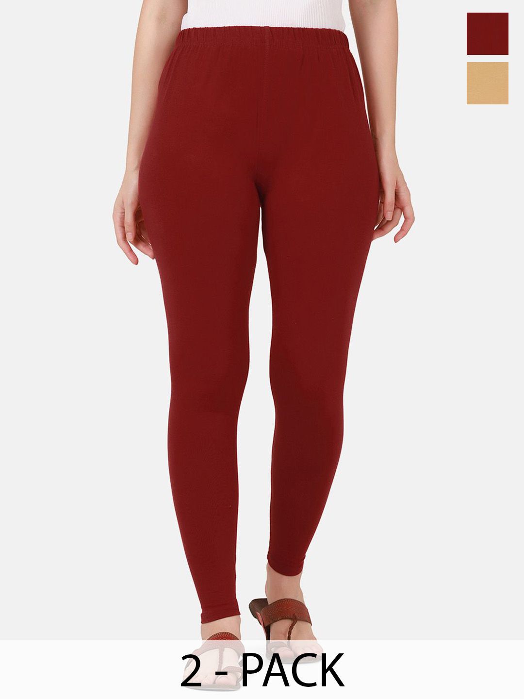 VANSIRI Pack Of 2 Pure Cotton Slim-Fit Ankle-Length Leggings-picture-15