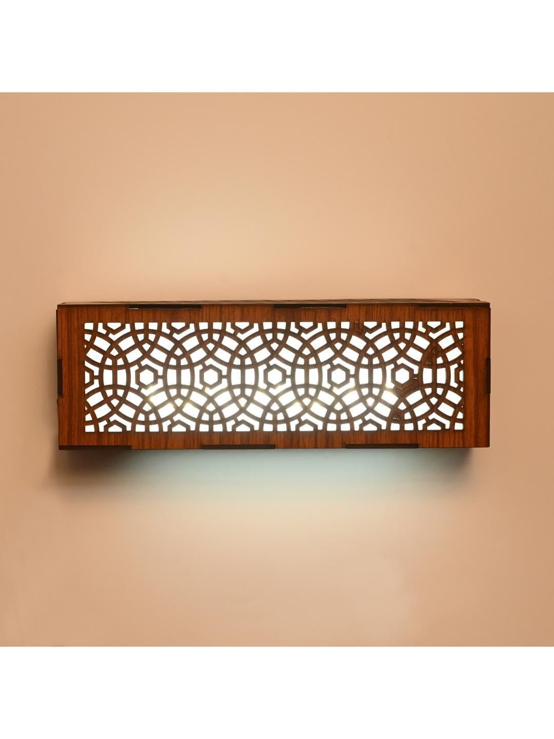 1ST TIME Brown & White Textured Wood Square Shaped Wall Lamp-picture-32