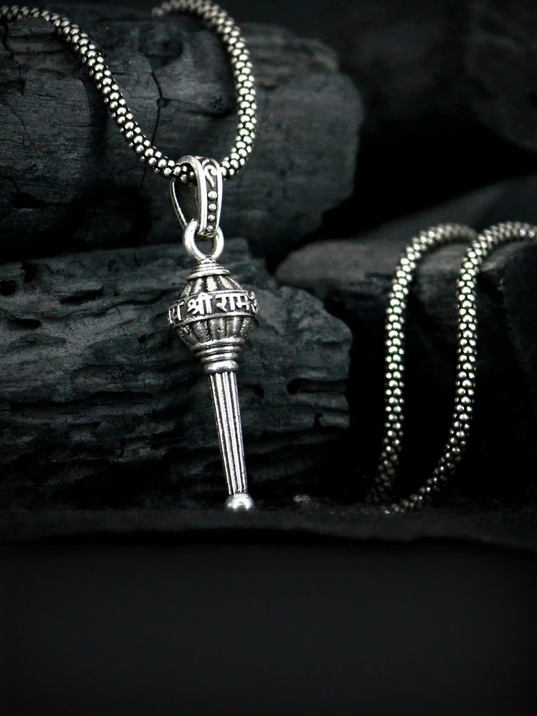 Rashifaashion Unisex Stainless Steel Circular Oxidised Pendant With Chain-picture-38