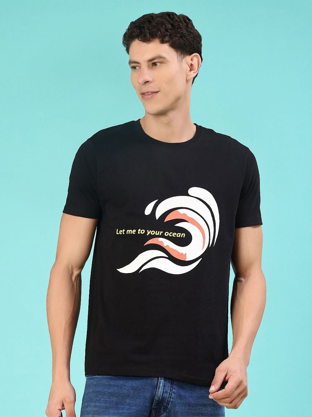 V-Mart Men Typography Printed Round Neck Cotton Slim Fit T-shirt-picture-26