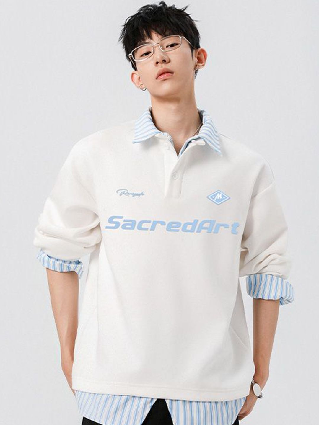 StyleCast x Revolte Men Printed Shirt Collar Long Sleeves Sweatshirt-picture-34