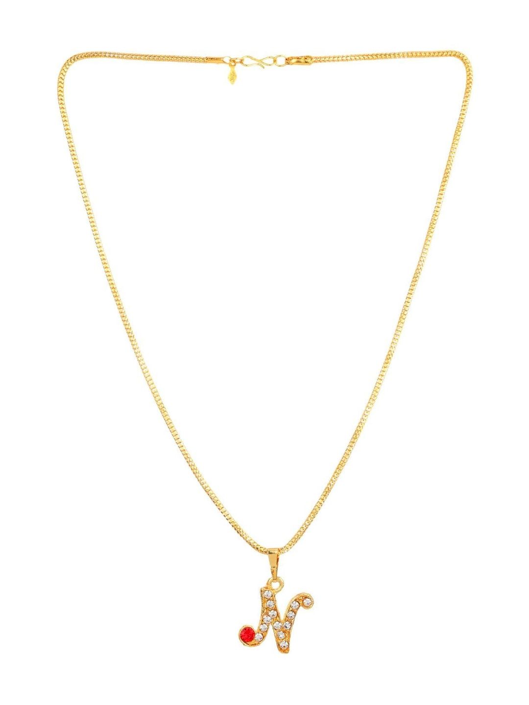 Rashifaashion Unisex Stainless Steel Crystals Studded Quirky Shaped Pendant With Chain-picture-30