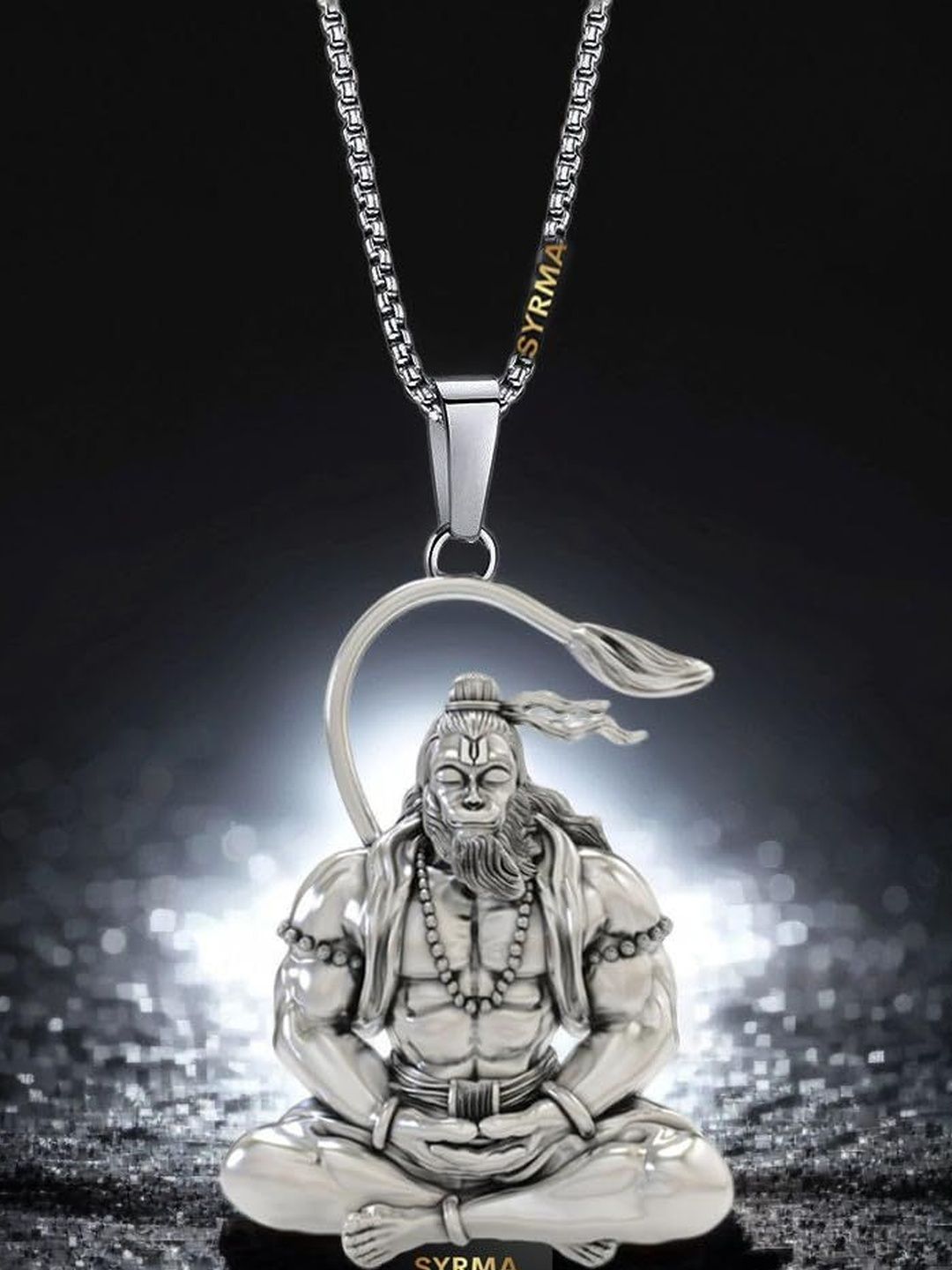 Rashifaashion Unisex Stainless Steel Oxidised Pendant With Chain-picture-12