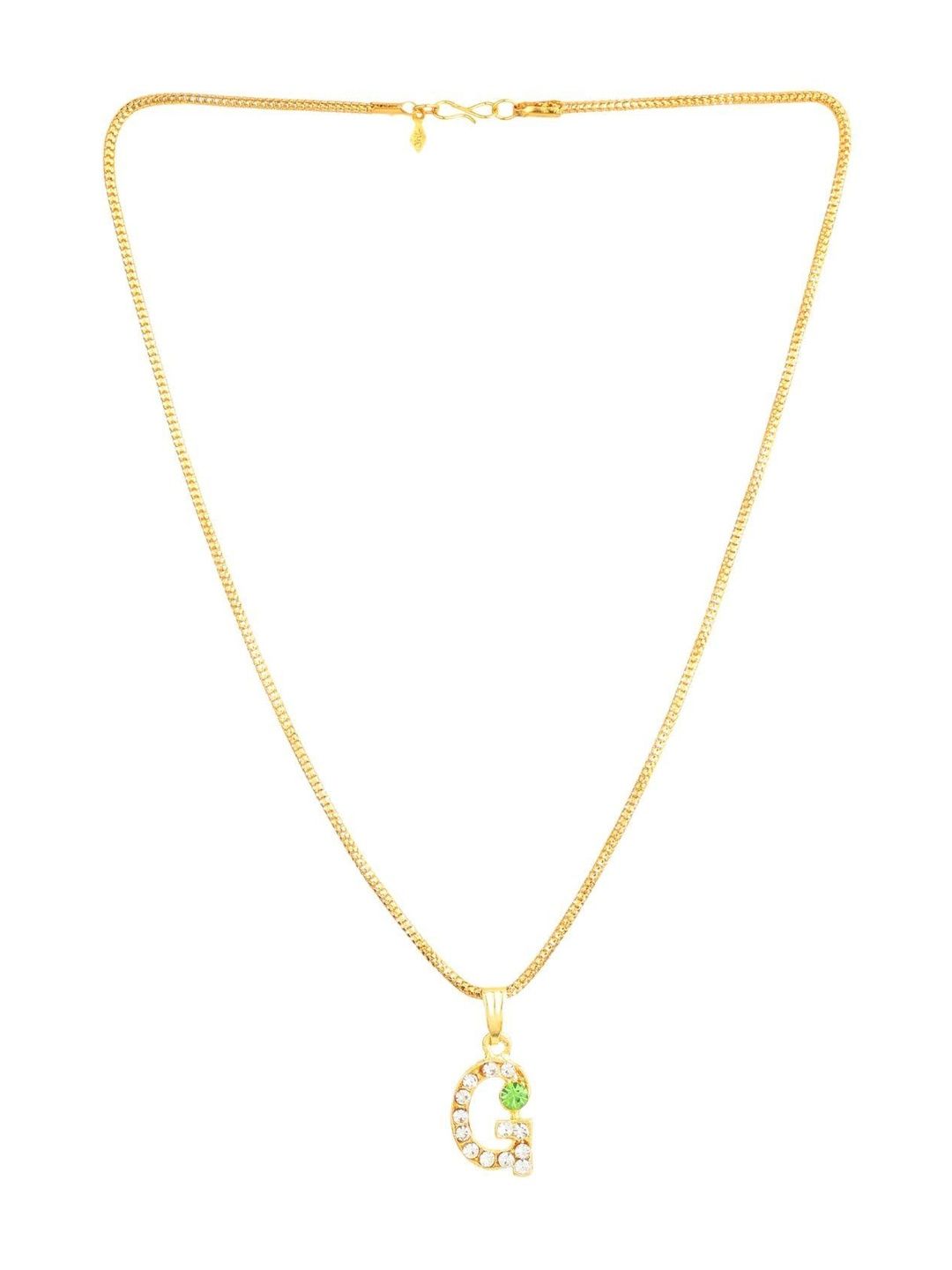 Rashifaashion Unisex Stainless Steel Crystals Studded Quirky Shaped Pendant With Chain-picture-33