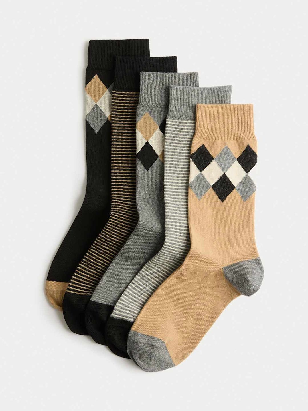 Marks & Spencer Men Pack Of 5 Colorblcoked Calf-Length Socks-picture-13