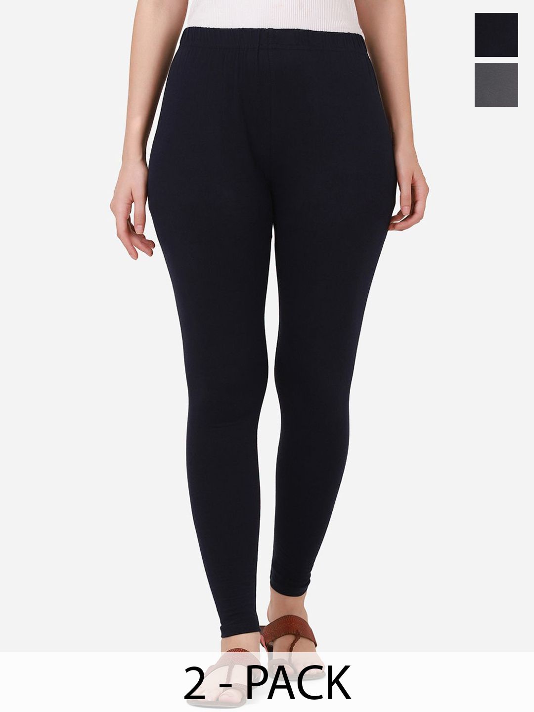 VANSIRI Pack Of 2 Pure Cotton Slim-Fit Ankle-Length Leggings-picture-37