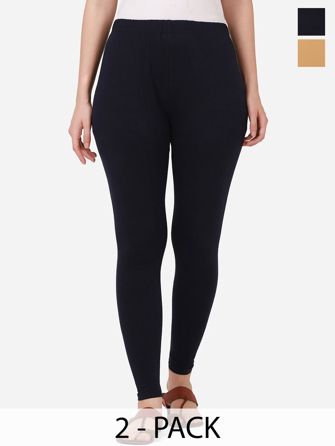 VANSIRI Pack Of 2 Pure Cotton Slim-Fit Ankle-Length Leggings-picture-30