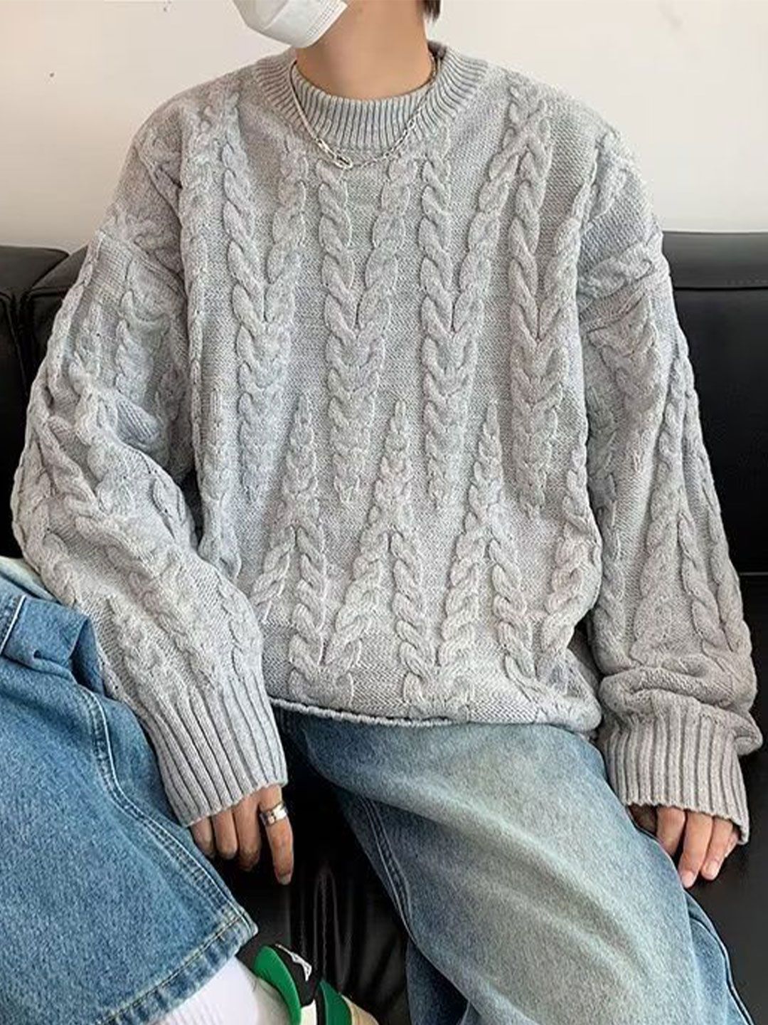 StyleCast x Revolte Men Cable Knit Round Neck Pullover-picture-12