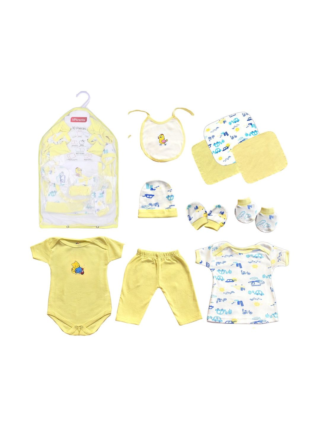 VParents Unisex Kids Pack of 10 Printed Cotton Baby Apparel Gift Set-image-9