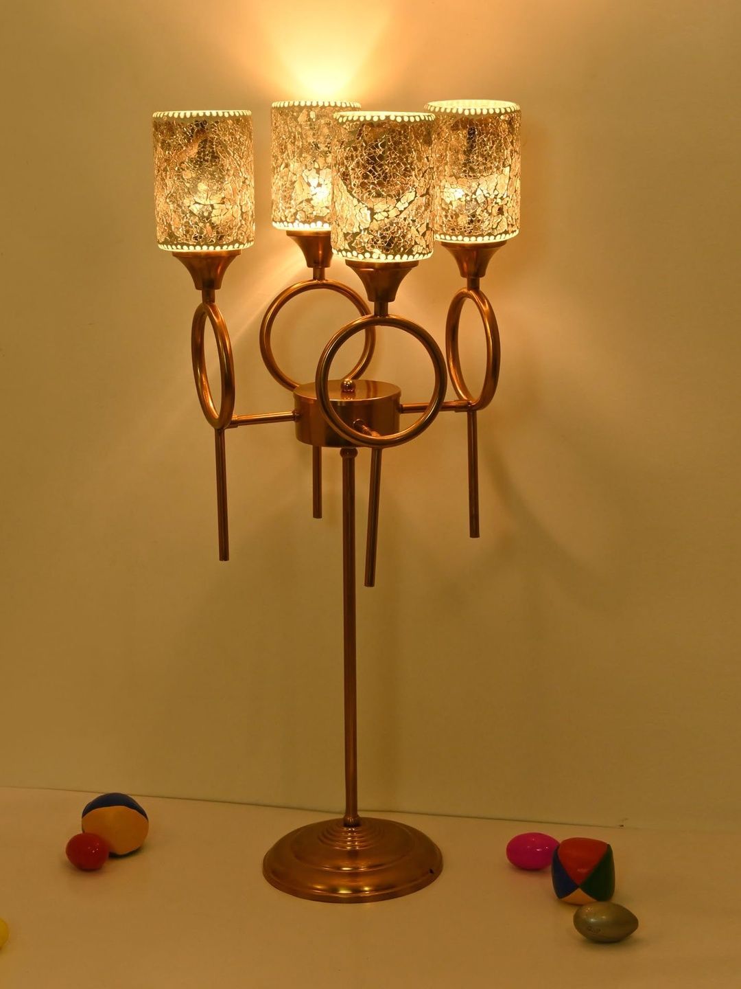 1ST TIME Metal Base With 4 Hand-Decorated Glass Floor Lamps-image-41