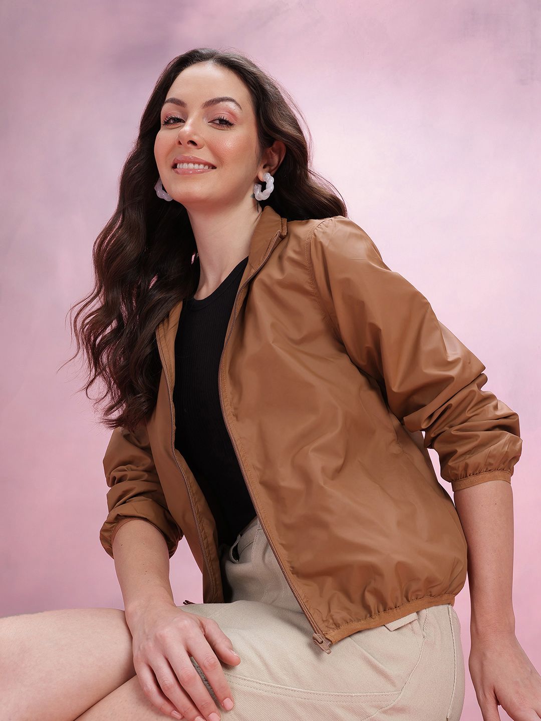 DressBerry Mock Collar Bomber Jacket-picture-16