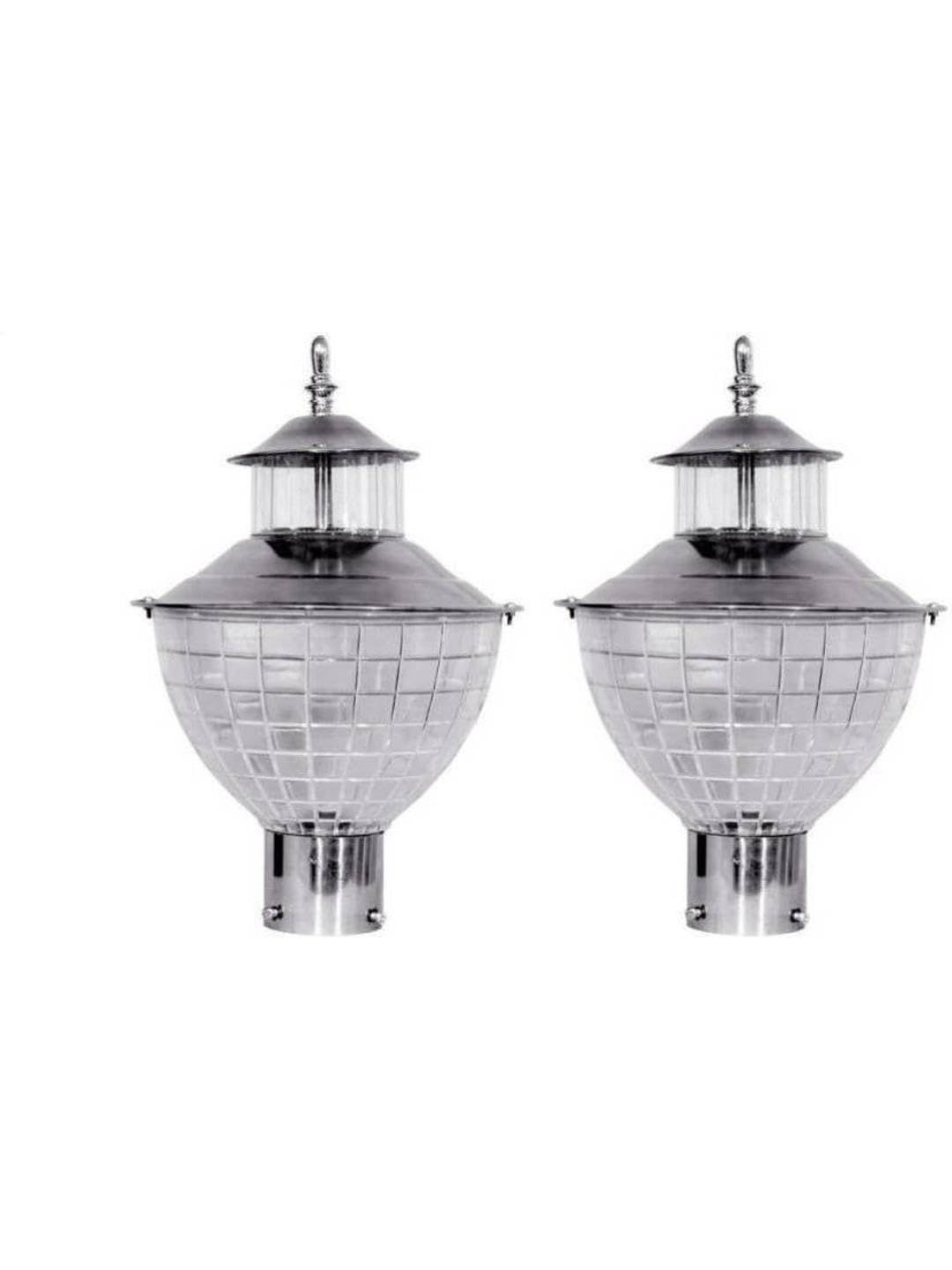 1ST TIME Set Of 2 Silver & White Waterproof Outdoor Gate Lamp-image-23